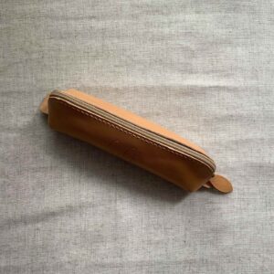 Leather zippered pen case