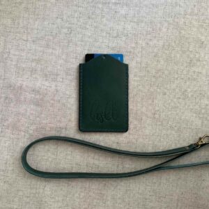 Leather ID holder with lanyard
