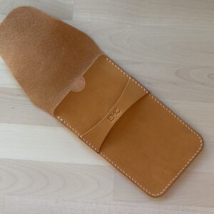 Vertical leather pencil pouch