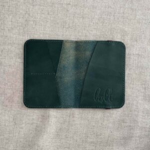 ‘Leather passport cover with two card slots’