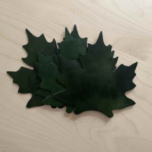 ‘Set of 4 leather coasters-leaves’