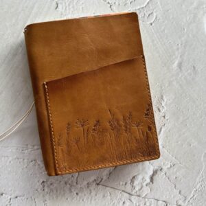 Leather journal with front pocket for all size notebook