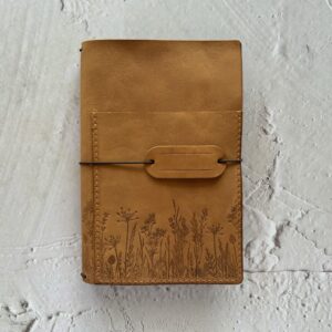 Leather journal with front pocket for all size notebook