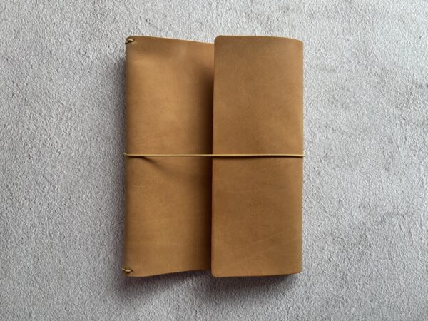 Trifold leather journal with a stitched pocket on the right - Image 2