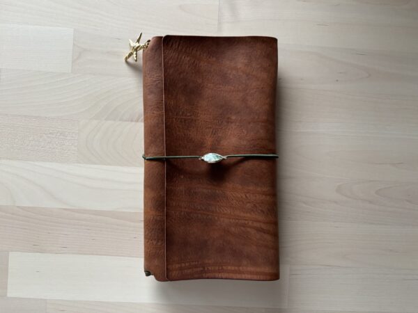 Trifold leather journal with a stitched pocket on the right - Image 5