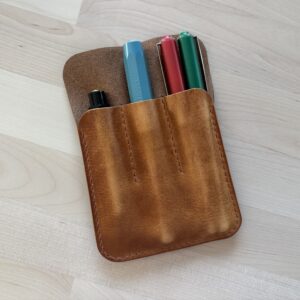 3-Slot Leather Pen Case for Fountain Pens