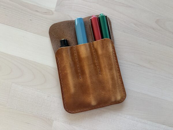 3-Slot Leather Pen Case for Fountain Pens - Image 2