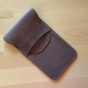 SALE – RTS – Vertical leather pencil pouch in Iris leather