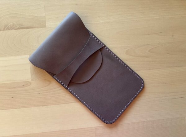 SALE - RTS - Vertical leather pencil pouch in Iris leather