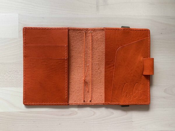 SALE - RTS - Side closure folio for wide passport size in Flame leather - Image 3