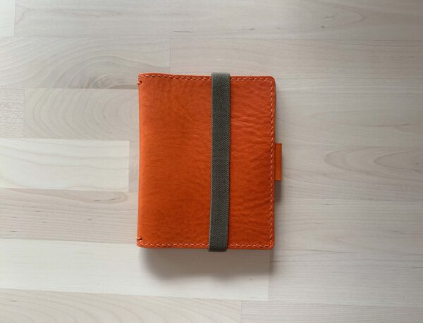 SALE - RTS - Side closure folio for wide passport size in Flame leather