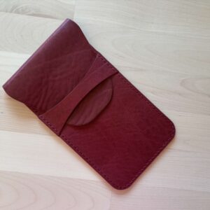 SALE – RTS – Vertical leather pencil pouch in Bordo leather