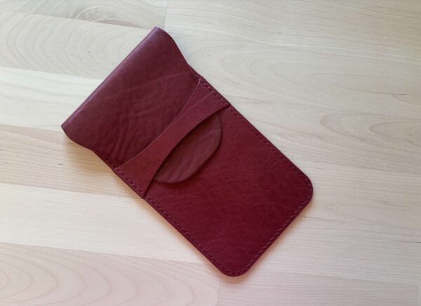 SALE - RTS - Vertical leather pencil pouch in Bordo leather